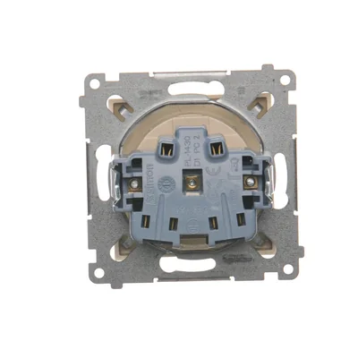 Socket without grounding with shutters (module) 16A 230V screw terminals cream