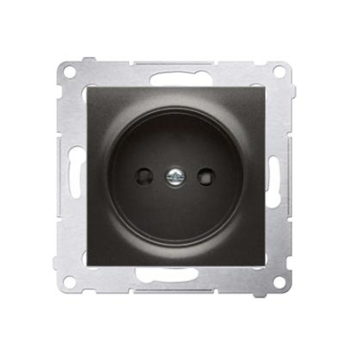 Socket without grounding with shutters (module) 16A 250V screw terminals anthracite (metallic)