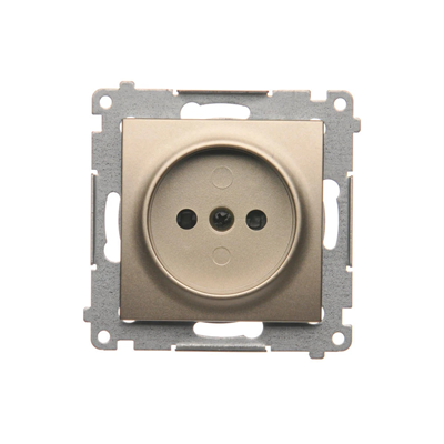 Socket without grounding with shutters (module) 16A 250V screw terminals gold (metallic)