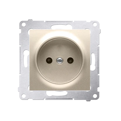 Socket without grounding with shutters (module) 16A 250V screw terminals gold (metallic)