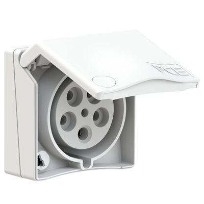 Socle encastrable DESIGN série 32A 3P+Z+N 400V 50/60Hz 6h IP44 (bride 90X90, pas de vis 60X60), contacts nickelés