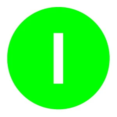 Soczewka przycisku, płaska zielona, z opisem I, M22-XDL-G-X1