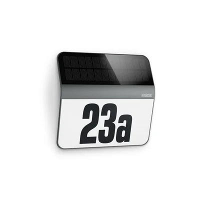 Solar numerical luminaire with twilight sensor STEINEL Xsolar LH-N 0.03.W 4000K IP44 IK03 anthracite/stainless steel/plastic