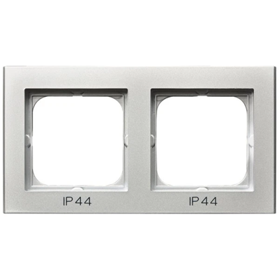 SONATA Cadre double pour interrupteurs IP44, argent mat