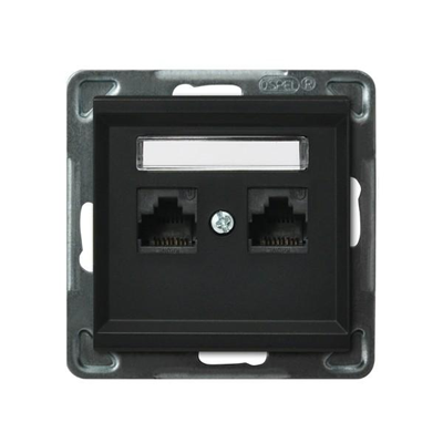 SONATA Computer socket, double, cat. 5e, black metallic, without frame