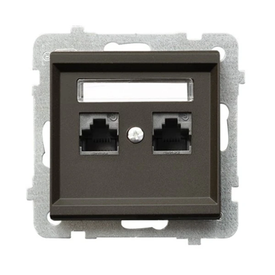 SONATA Computer socket, double, cat. 5e, chocolate metal, without frame