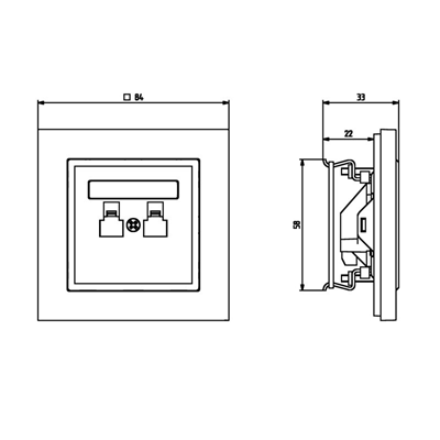 SONATA Computer socket, double, cat. 5e, ecru, without frame