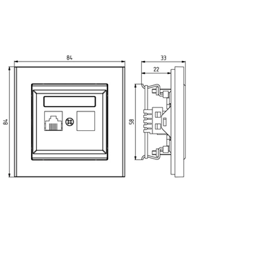 SONATA Computer socket, single, cat. 5e ecru