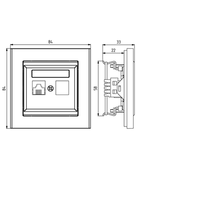 SONATA Computer socket, single, cat. 5e ecru