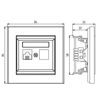 SONATA Computer socket, single, cat. 5e white