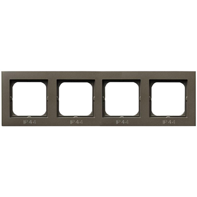 SONATA Cornice quadrupla per interruttori IP44, metallo cioccolato