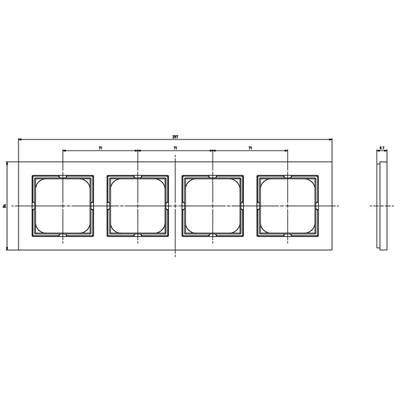 SONATA Cornice quadrupla per interruttori IP44, nero metallizzato