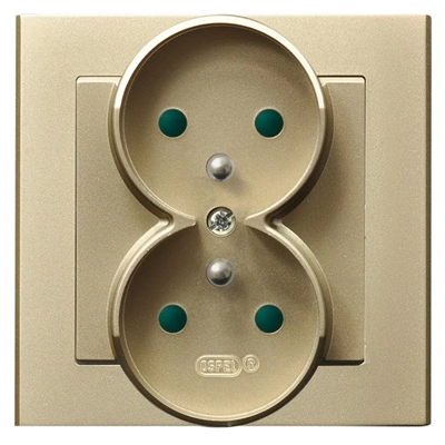SONATA Double earthed socket with shutters for current paths, champagne gold