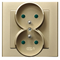 SONATA Double earthed socket with shutters for current paths, champagne gold