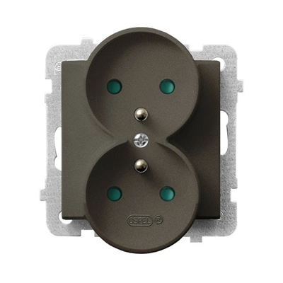 SONATA Double earthed socket with shutters for current paths chocolate metallic