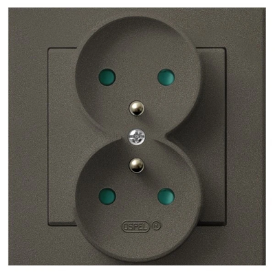 SONATA Double earthed socket with shutters for current paths chocolate metallic