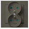 SONATA Double earthed socket with shutters for current paths chocolate metallic