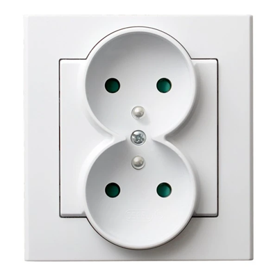 SONATA Double earthed socket with shutters for current paths, white
