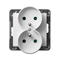 SONATA Double earthed socket with shutters for current paths, white