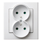 SONATA Double earthed socket with shutters for current paths, white