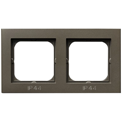 SONATA Double frame for IP44 switches, chocolate metal