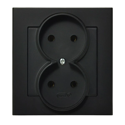 SONATA Double socket black metallic