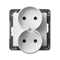 SONATA Double socket for mounting in frames, white, equipped with shutters for current paths