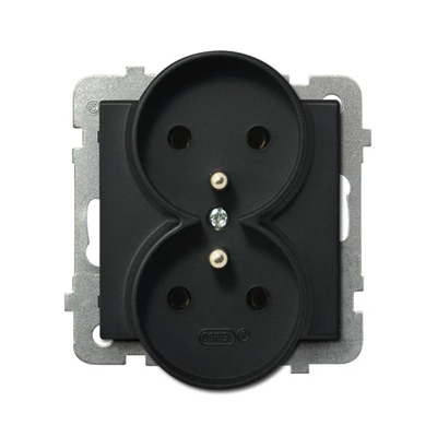 SONATA Double socket outlet black metallic