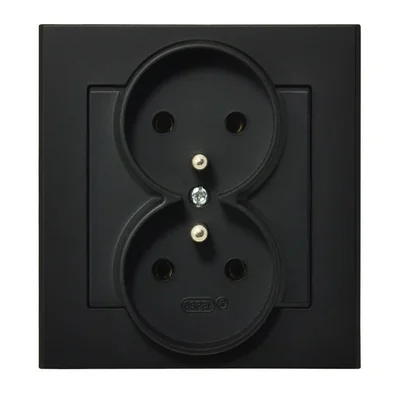 SONATA Double socket outlet black metallic