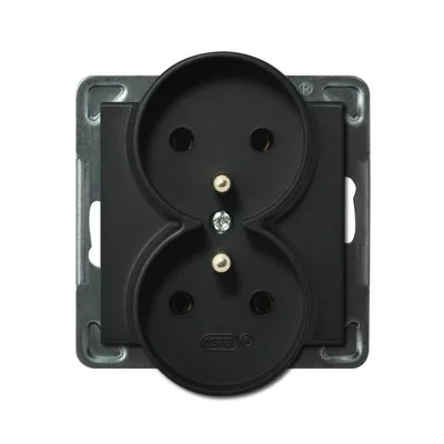 SONATA Double socket outlet black metallic