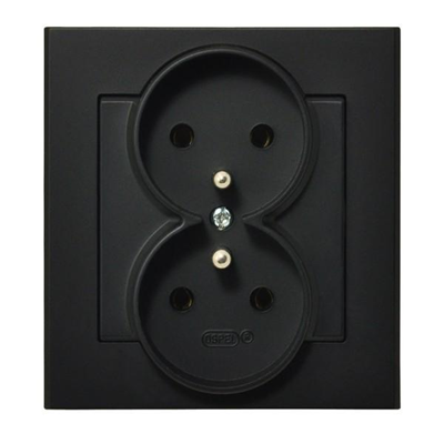 SONATA Double socket outlet black metallic