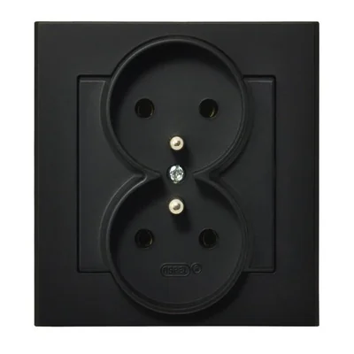 SONATA Double socket outlet black metallic