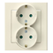 SONATA Double socket outlet with earthing schuko with ecru current path shutters