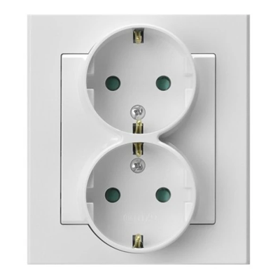 SONATA Double socket outlet with earthing schuko with shutters of the current paths white