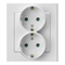 SONATA Double socket outlet with earthing schuko with shutters of the current paths white