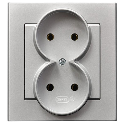 SONATA Double socket silver matt