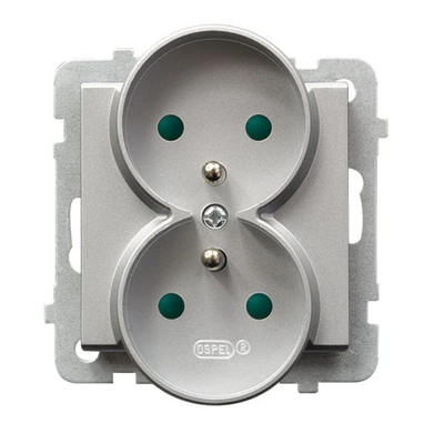 SONATA Double socket with earthing and shutters for current paths silver mat