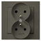 SONATA Double socket with earthing chocolate metallic