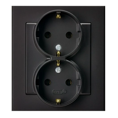 SONATA Double socket with earthing schuko black metallic