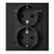 SONATA Double socket with earthing schuko black metallic