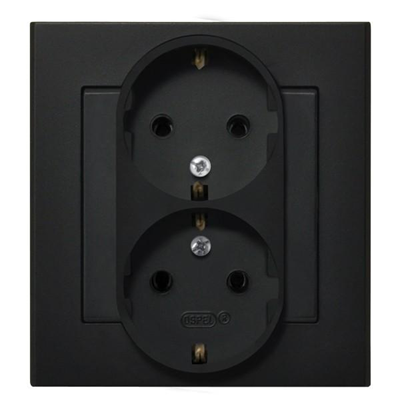 SONATA Double socket with earthing schuko black metallic