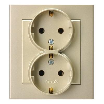 SONATA Double socket with earthing schuko champagne gold