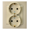 SONATA Double socket with earthing schuko champagne gold