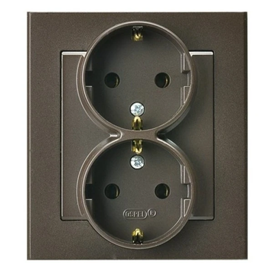 SONATA Double socket with earthing schuko chocolate metallic