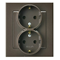 SONATA Double socket with earthing schuko chocolate metallic