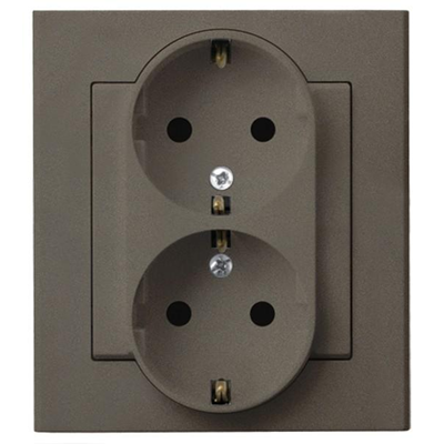 SONATA Double socket with earthing schuko chocolate metallic