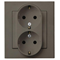 SONATA Double socket with earthing schuko chocolate metallic