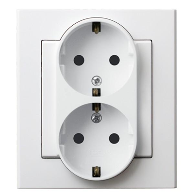 SONATA Double socket with earthing schuko ecru