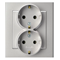 SONATA Double socket with earthing schuko matt silver