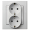 SONATA Double socket with earthing schuko matt silver